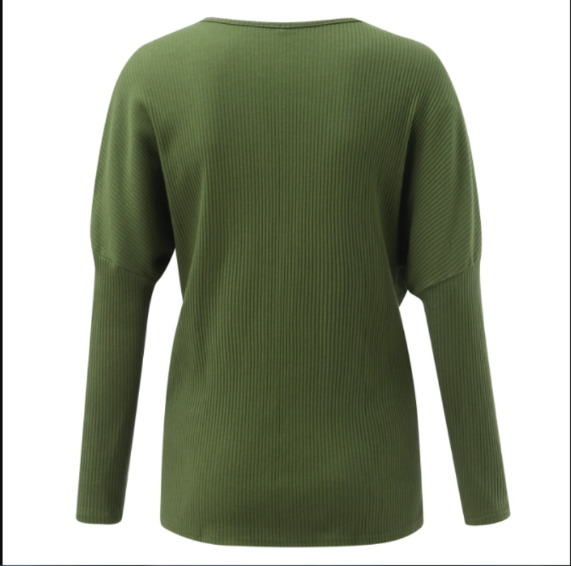 EB | Strickdamenpullover mit Wickel V-Ausschnitt und Langen Ärmeln