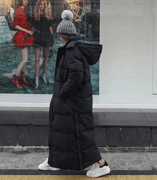 EB | Lange Daunenjacke mit Kapuze für Damen