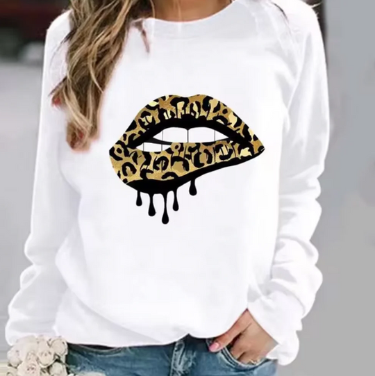 EB | Baumwollpullover mit Lippendruck