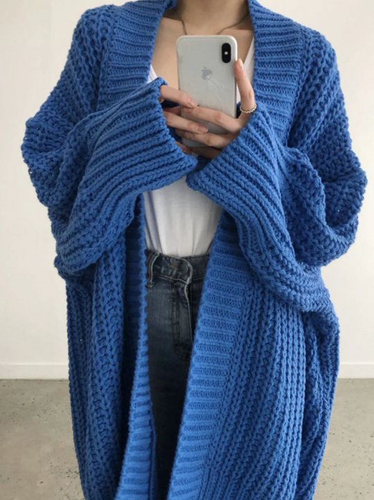 EB | Stilvolle Lange Damen-Strickjacke
