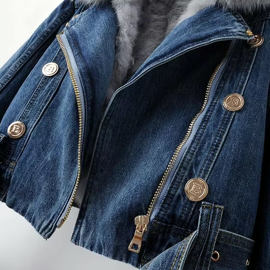 EB | Jeansjacke mit Kunstfellkragen