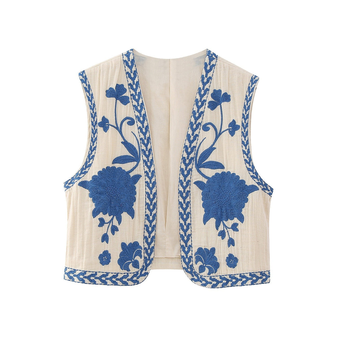 EB | Vintage Blumenbestickte Weste für Damen