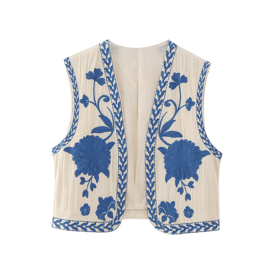 EB | Vintage Blumenbestickte Weste für Damen
