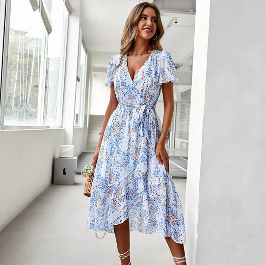 EB | Kurzarmkleid mit V-Ausschnitt für Frauen