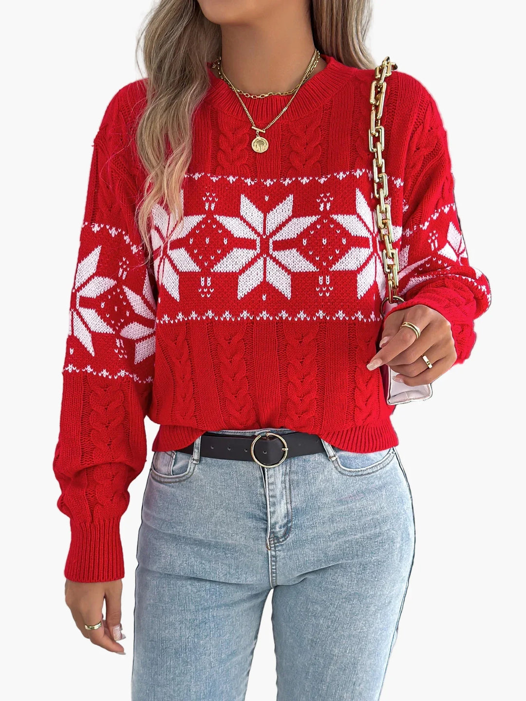 EB | Winterpullover mit Norwegermuster - Gemütlicher Strickpullover für Weihnachten & Alltag