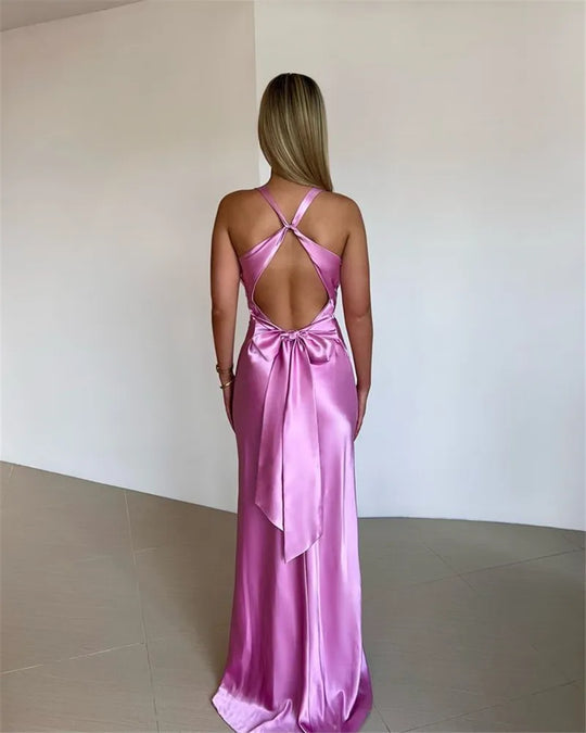 EB | Schleife Rückenfrei Abend Maxi Kleid