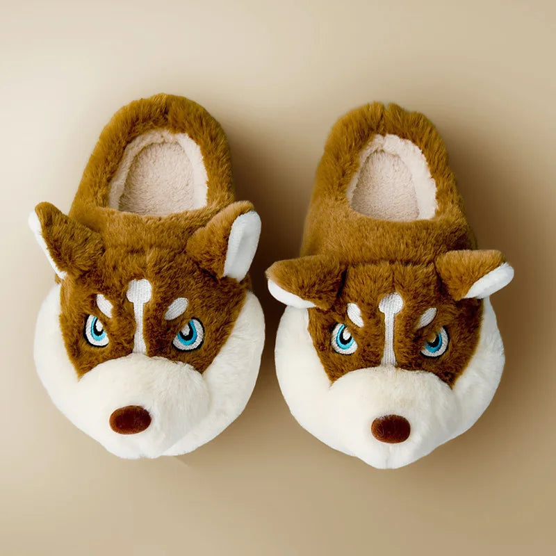 EB | Weiche Damenschuhe Niedliche Husky Hausschuhe für Zuhause