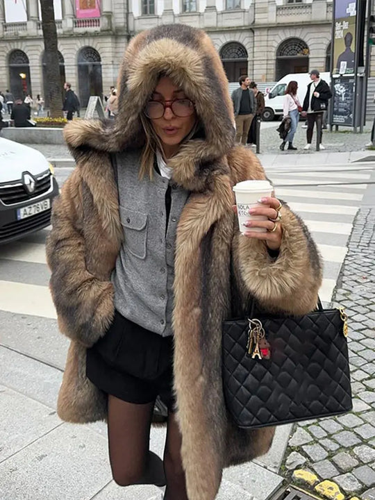 EB | Lang mit Kapuze und Einfacher Knopfleiste für Damen Ideal für Den Herbst und Den Winter