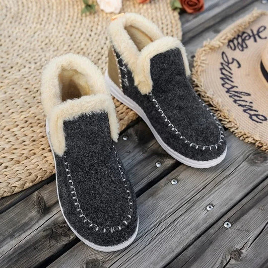 EB | Knöchelstiefel – Filz-Obermaterial – Faux-Fur-Futter – Slipper – Lässiger Schnitt