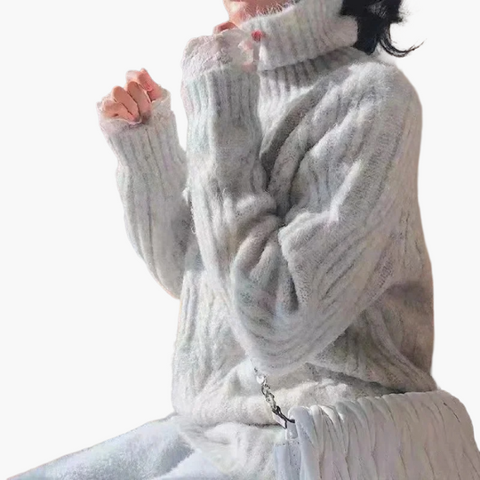 EB | Strickpullover Im Koreanischen Stil mit Lockerem Schnitt und Rollkragen - Modischer Herbst- und Winterpullover