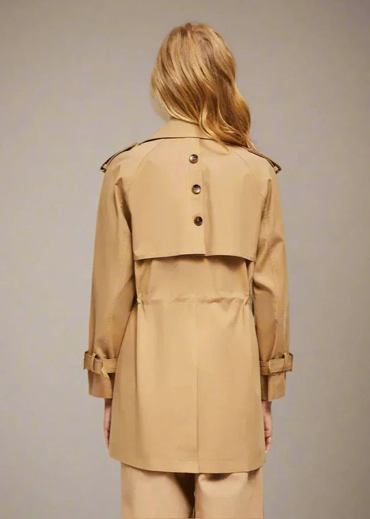 EB | doppelte Reihe Knöpfe Trenchcoat für Damen - klassische lange Jacke