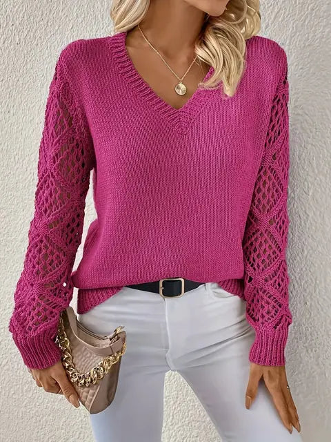 EB | Solide V-Ausschnitt Strickpullover