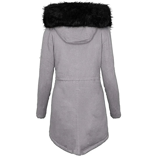 EB | Flauschige Kapuzenwinterjacke mit Fellkragen