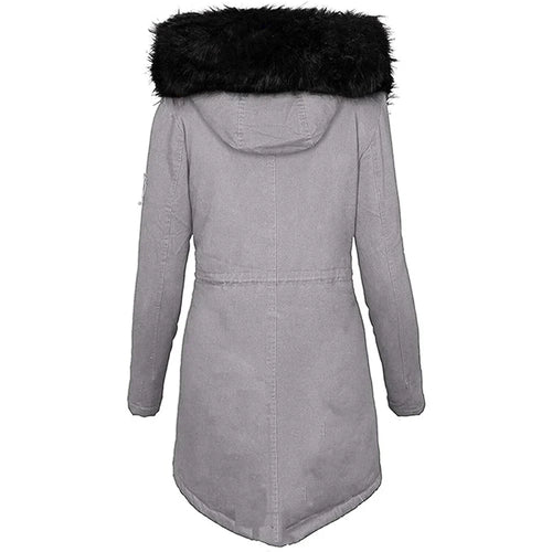 EB | Flauschige Kapuzenwinterjacke mit Fellkragen