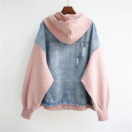 EB | Denim-hoodie Jacke Hybrid Design Trendy und Lässig