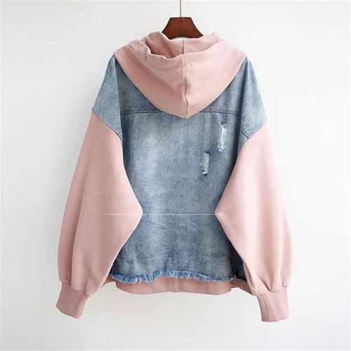 EB | Denim-hoodie Jacke Hybrid Design Trendy und Lässig