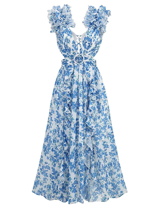 EB | Cutout Rüsch Maxi Kleid