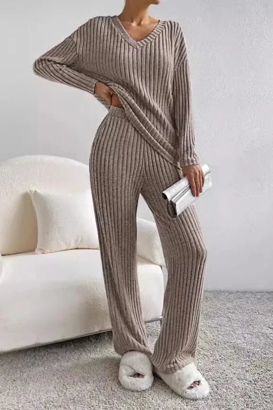 EB | Damen Rippstrick Zwei-Teilen Loungewear Set