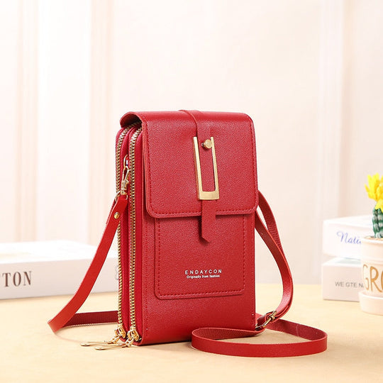 EB | Leder Smartphone Clutch Damen Handtasche mit Touchscreen-Fenster
