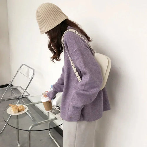 EB | Oversize Strickpullover Retro-Look Freizeit Herbst Winter