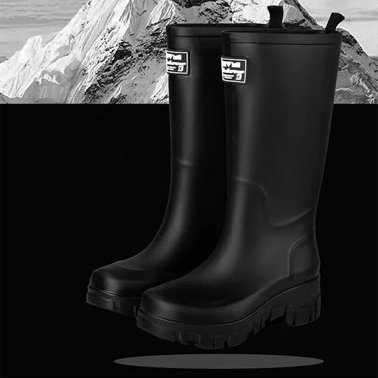 EB | Damen Chelsea wasserdichte Stiefel mit Blockabsatz & gemusterter Sohle