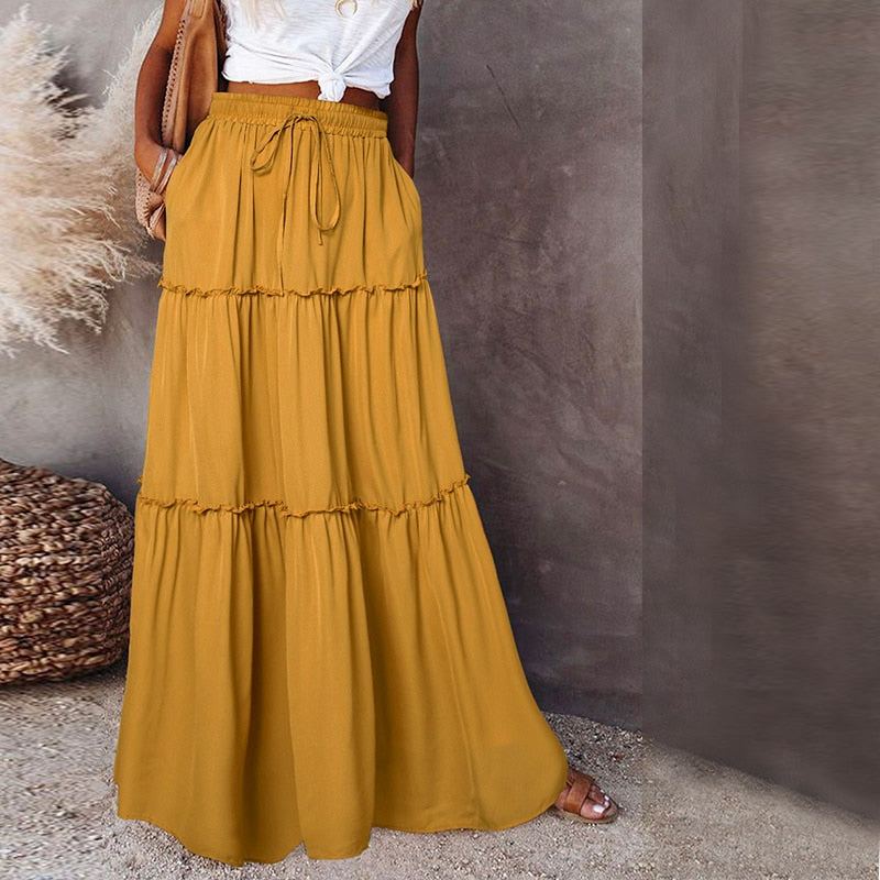 EB | Langer Hochtaillierter Maxi Rock