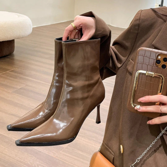 Damen Party Stiefel Spitzewagen Eleganter Stil Synthetisches Leder EB