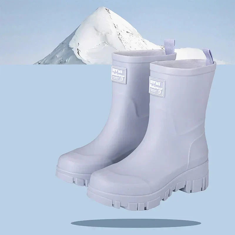 EB | Damen Chelsea wasserdichte Stiefel mit Blockabsatz & gemusterter Sohle