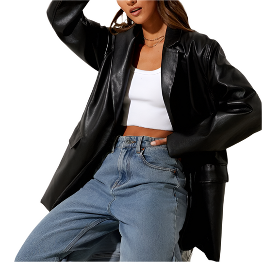 EB | Vintage Blazer mit Lederlook für Damen