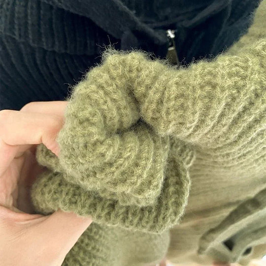 EB | Oversized Strick Damenpullover mit Reißverschluss