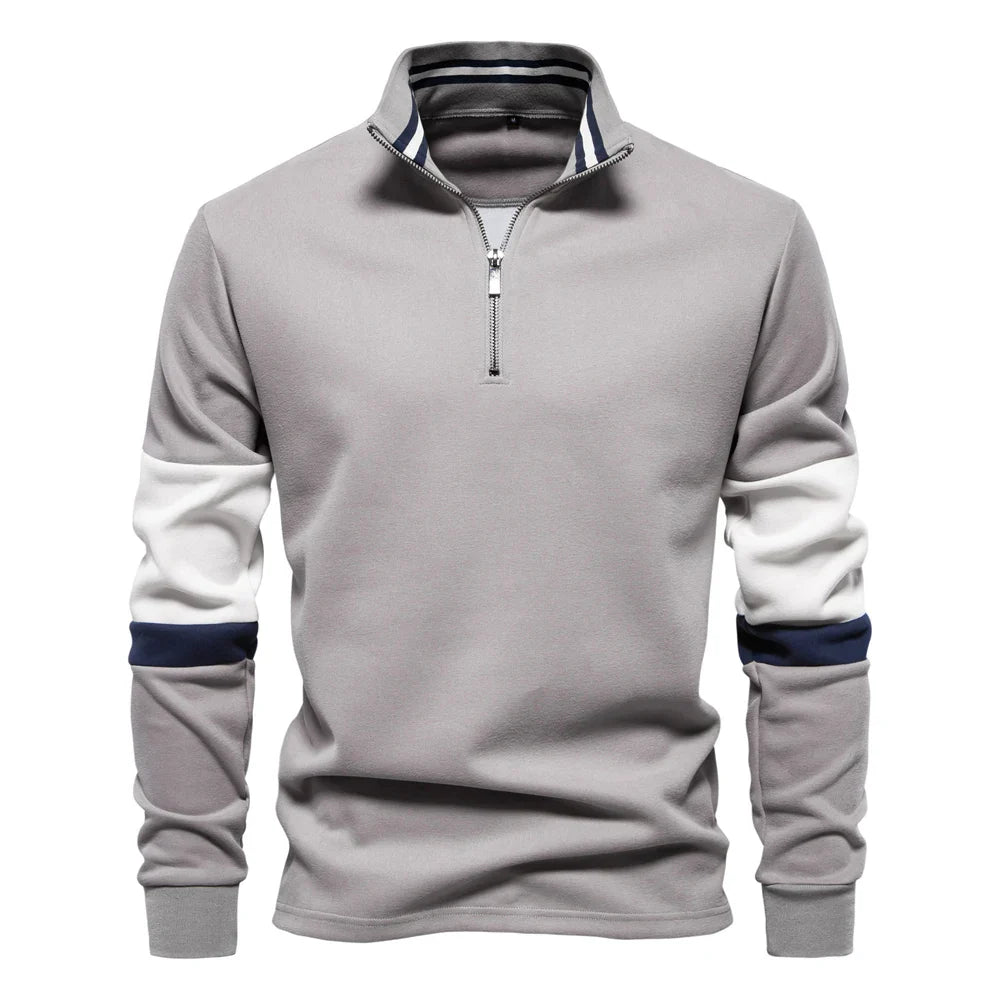EB | Langarmiger Pullover mit Reißverschluss Baumwollmischung Trendy und Komfortabel