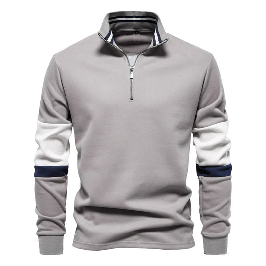 EB | Langarmiger Pullover mit Reißverschluss Baumwollmischung Trendy und Komfortabel