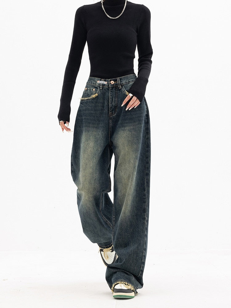 EB - Damen Vintage Baggy Jeans