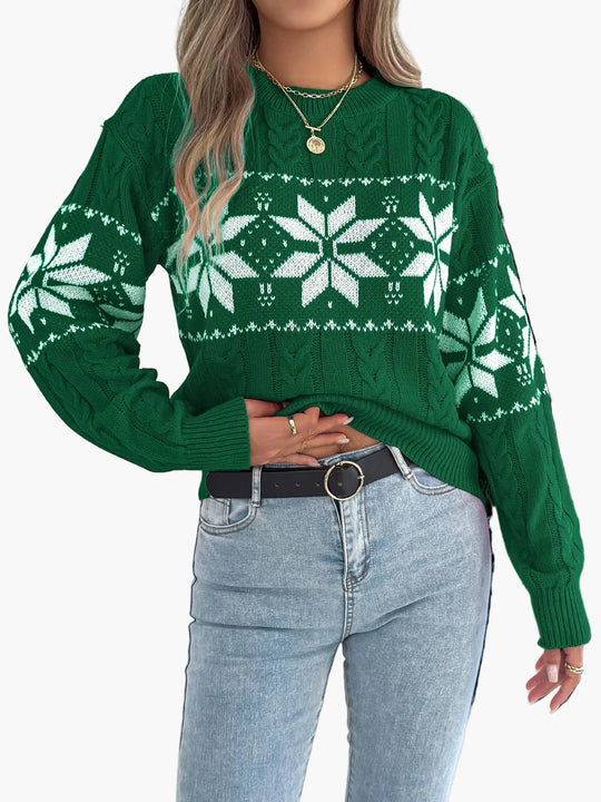 EB | Winterpullover mit Norwegermuster - Gemütlicher Strickpullover für Weihnachten & Alltag