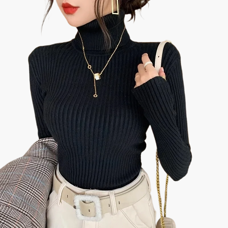 EB | Rollkragenpullover Gerippt Basic Langarm - Vielseitiger Herbst & Winter Look