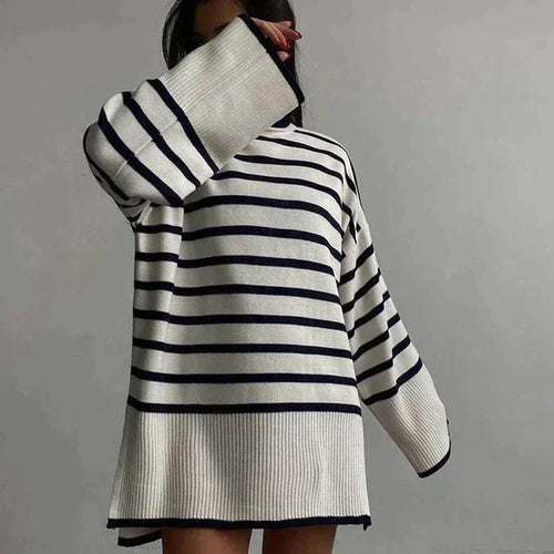 EB | Strickpullover Oversized Fit Weicher Rollkragen Langer Ärmel Freizeit Design