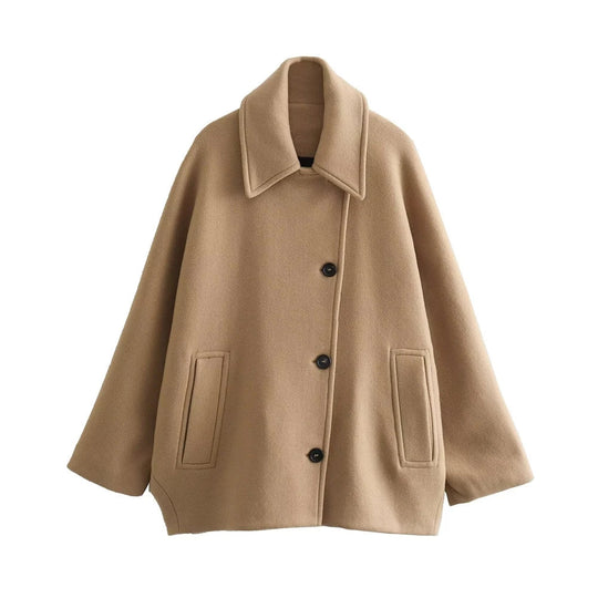 EB | Elegantes Damen-Cape mit Knöpfen und Wollmischung