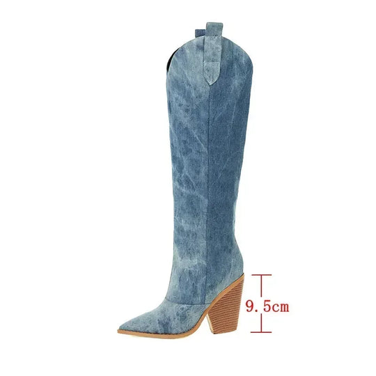 EB | Knielange Denim Stiefel