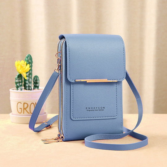 EB | Leder Smartphone Clutch Damen Handtasche mit Touchscreen-Fenster