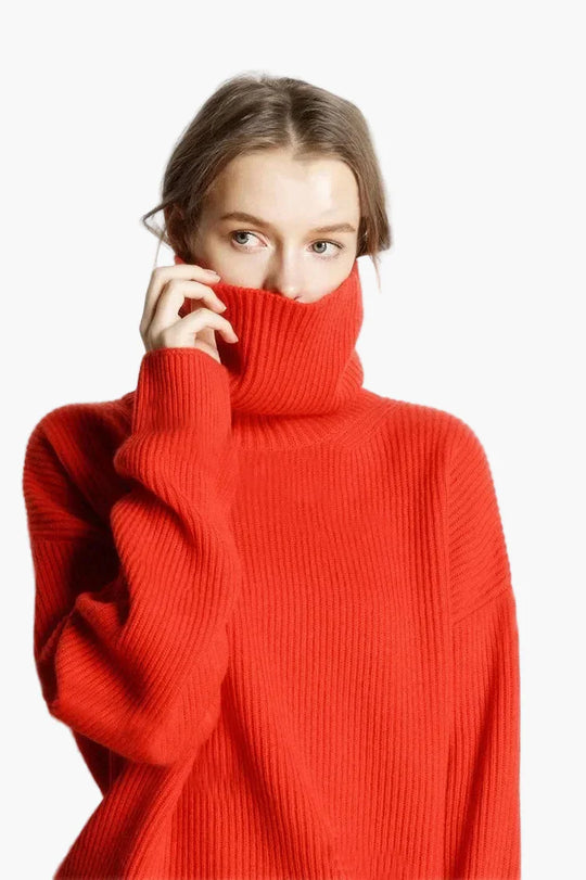 EB | Oversized Stil Rollkragenpullover für Freizeit und Büro