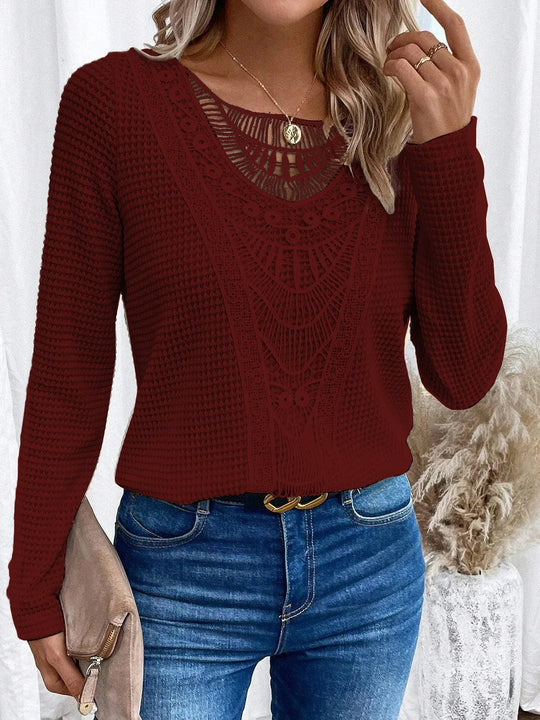 EB | Bluse mit Spitze Strukturiertes Strick Elegant und Boheme