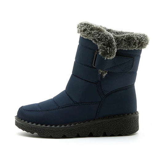 EB | Wasserdichte Kunstfell Hochschaft Schneestiefel mit Klettverschluss