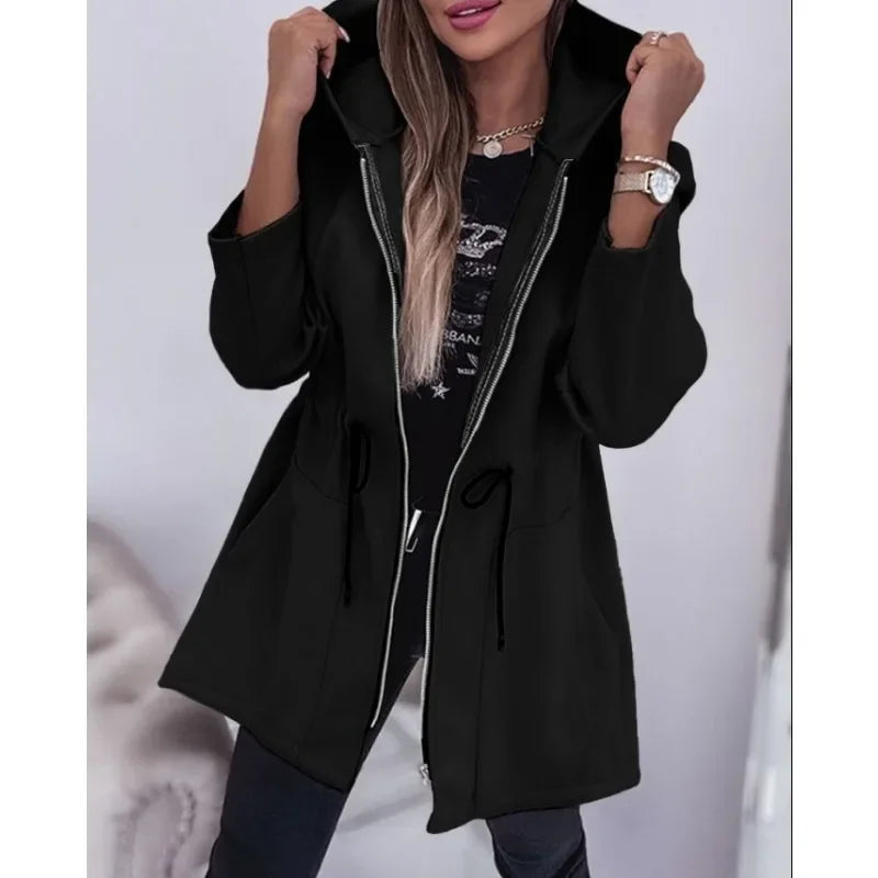 EB | Frühlingsjacke mit Kapuze und plissiertem Bund