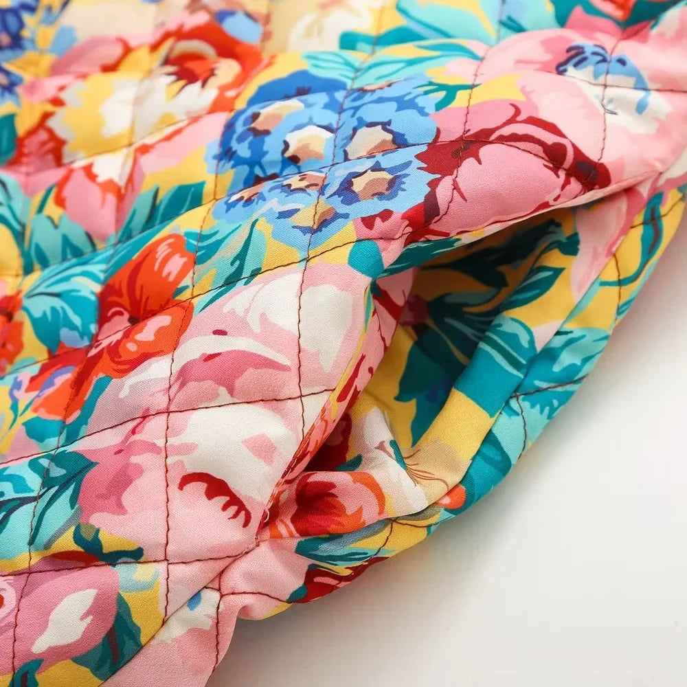 EB | Sprudelnde Jacke mit Blumenmuster Mehrfarben Baumwolle Mutig und Trendy