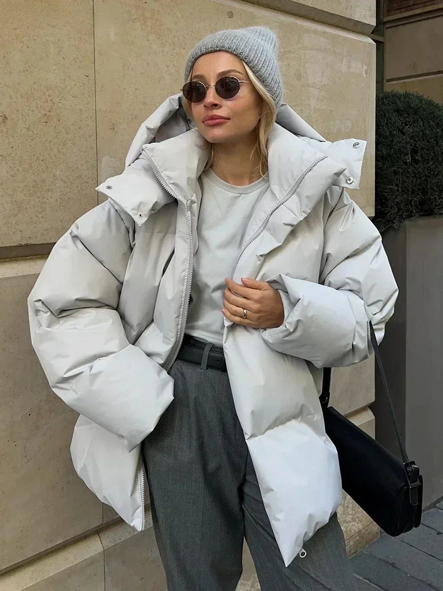EB | Steppparka mit Kapuze und Taschen für Frauen Ideal für den Winter