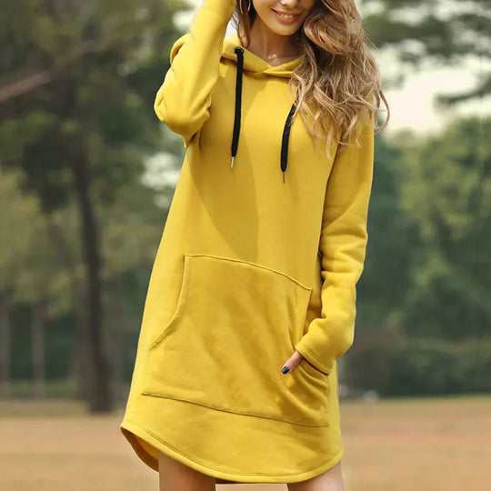 EB | Damen Sweatkleid mit Kapuze und Tasche