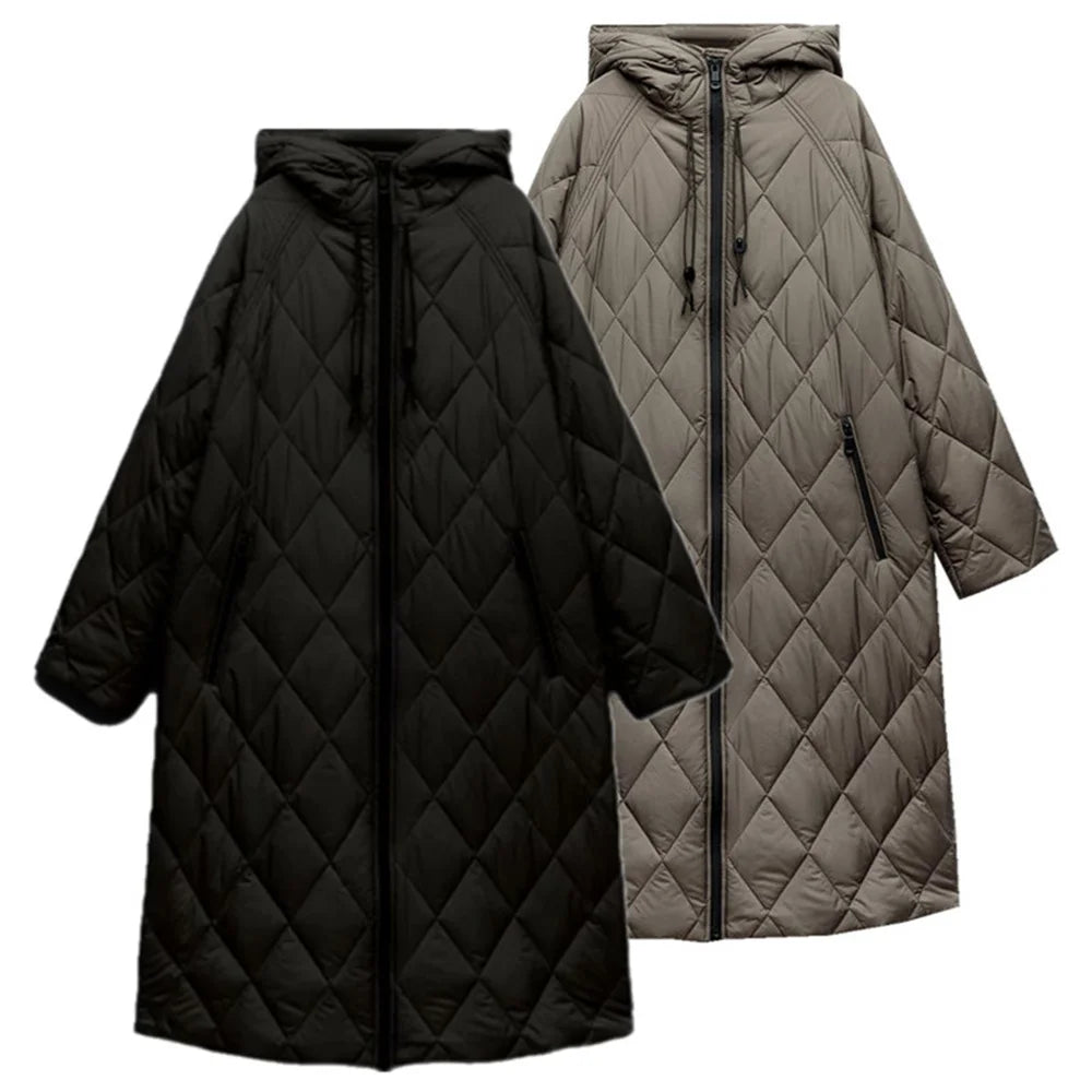 EB | Lässige Knielange Jacke mit Reißverschlussdetail