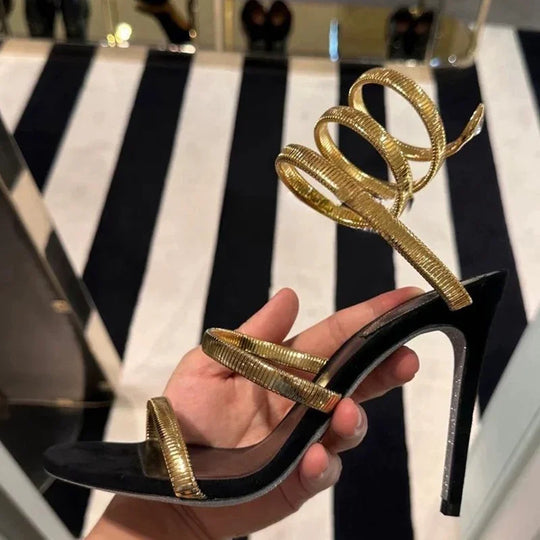 EB | Eilyken Sommer Straßenstil Knöchelriemen Offene Zehe Schmale Riemen Damen Sandalen Dünne Hohe Absätze Stripper Sexy Bankett Schuhe
