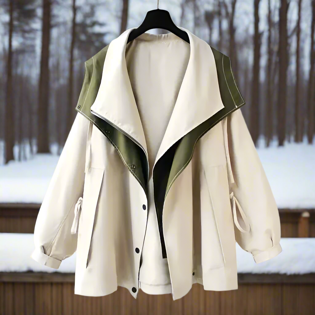 EB | Baumwolljacke Drapierter Kragen Lässige Passform Jacke
