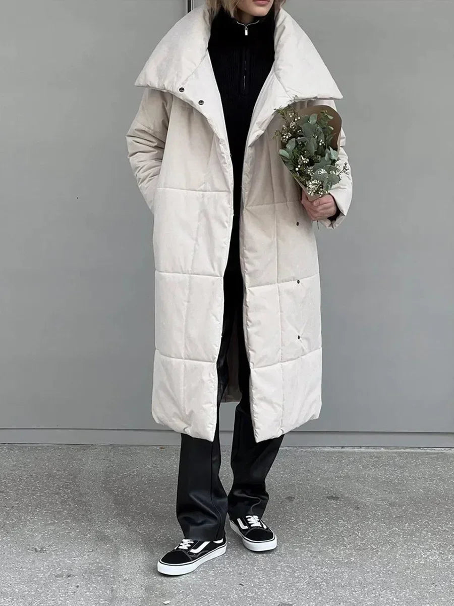 EB | Parka Lang Steppjacke mit Gürtel für Damen Ideal für Den Winter